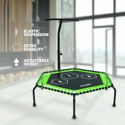 VIRTUFIT FITNESS PRO TRAMPOLINE WITH HANDLE - BLACK - 127 CM