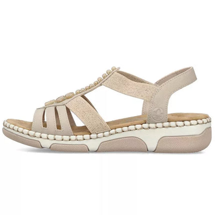 Women's beige wedge sandals Rieker 66201-62