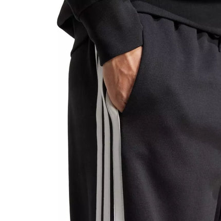 Vyriškos adidas Essentials Trijų Dryžių Fliso Kelnės Plačiomis Klešnemis Juodos JM1770