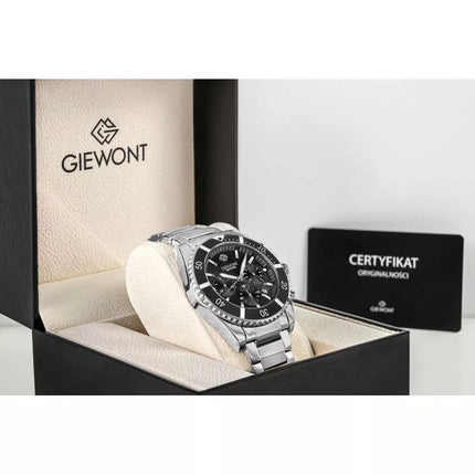 Giewont Chronograph Safyrinis Sidabrinis Vyriškas Laikrodis GW3970-B2