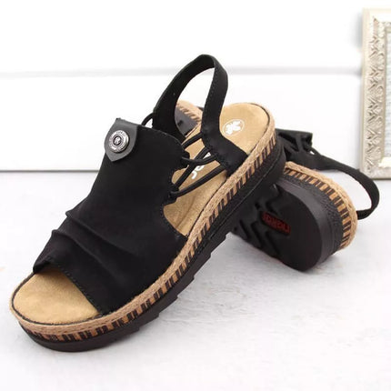 Comfortable Rieker W RKR677 black sandals