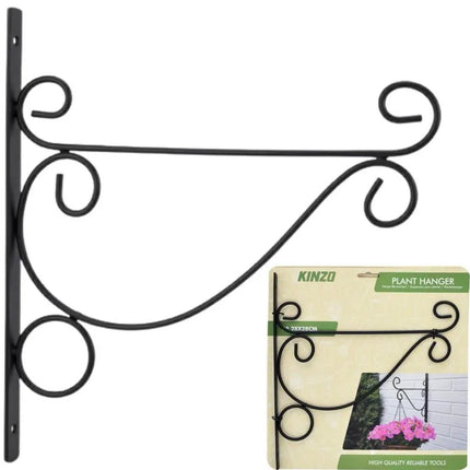 METAL PLANT HANGER, SWIRLS, ORNAMENT, BLACK, 26X28CM, KINZO