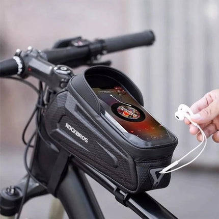 Rockbros B68-1 frame-mounted bicycle bag with phone pocket, 1.7l, black