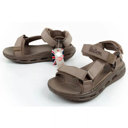 Lee Cooper vyriški šviesiai žali vasaros paplūdimio sandalai su lipukais
