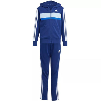 Vaikiškas adidas Seasonal Essentials Tiberio 3 juostelių terry audinio sportinis kostiumas, tamsiai mėlynas JI6035