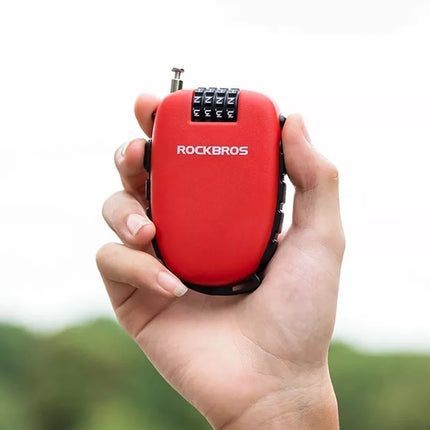 Rockbros 32420981001 bicycle lock with retractable cable - red