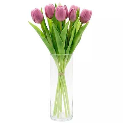 BOUQUET OF 7 LIGHT PURPLE TULIPS 31 CM LIFE-LIKE SPRING DECORATION