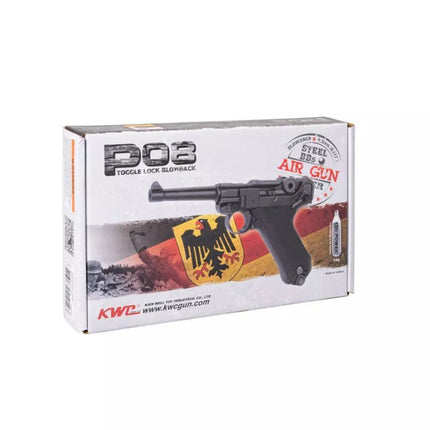 Oro pistoletas RANGER P08 Parabellum KWC kal. 4,5 mm BBs BLOW BACK 21 šūvio FULL METAL CO2 (AAKCMB410AZB)