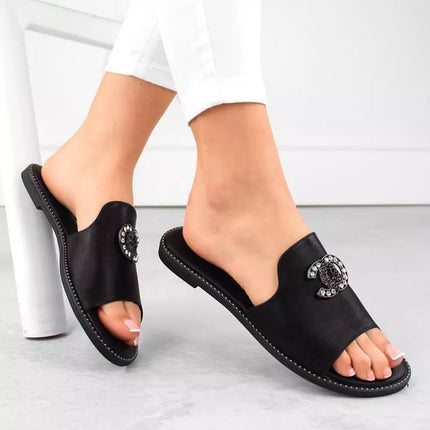 Patogios šlepetės su cirkoniais S.Barski W OLI258A juodos