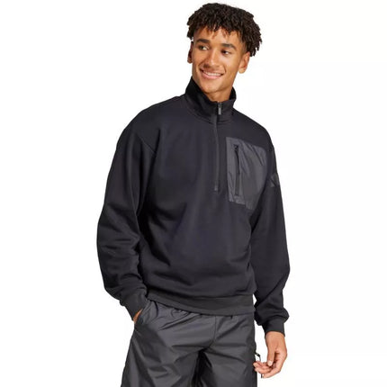Men's adidas City Escape Fleece Half-Zip GD Sweatshirt Black JF3290