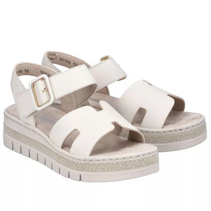 Women's beige wedge sandals Rieker V4952-60