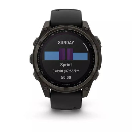 Garmin Fenix 8 Saulės Safyrinis Titano Anglies Pilkos Laikrodis