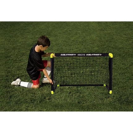 Sulankstomas futbolo vartų komplektas su tinklu, kamuoliu ir pompa, 91x61x61 cm