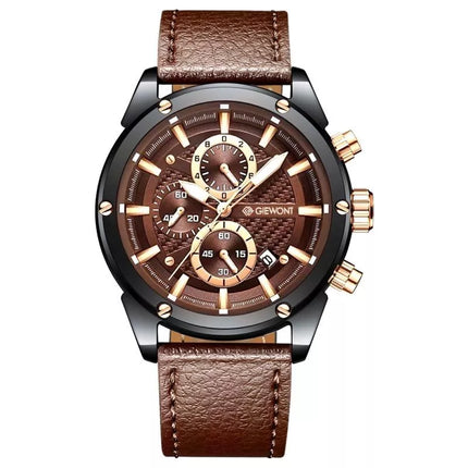Vyriškas laikrodis Giewont Chronograph Safyro Juodas Rudas GW8810-A3