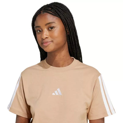adidas Essentials marškinėliai su 3 juostelėmis iš medvilnės moterims JV7359