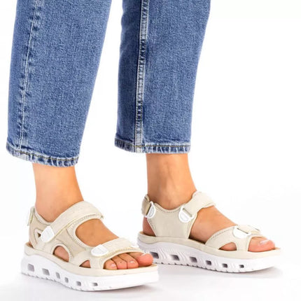 Rieker W RKR691 patogūs velcro sandalai smėlio spalvos