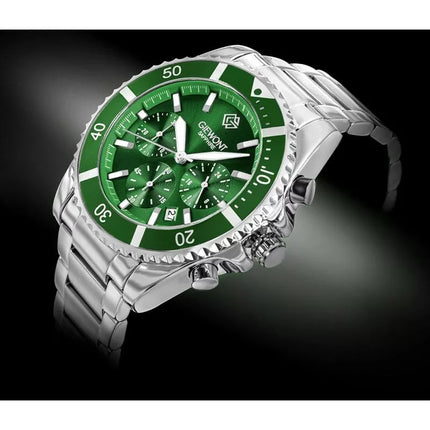 Men's Watch Giewont Chronograph Sapphire Silver Green GW3970-B8