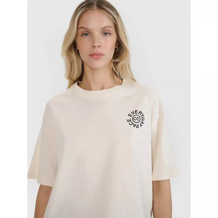 Women's oversize printed T-shirt 4F 4FWSS25TTSHF1993-11S
