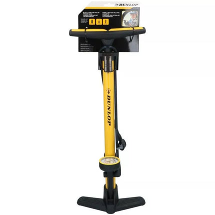DUNLOP Dirbtuvių Dviračio Pompa su manometru, 230PSI (16BAR), Geltona
