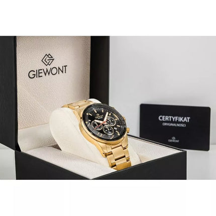 Men's Watch Giewont Chronograph Sapphire Gold Black GW9140-B4