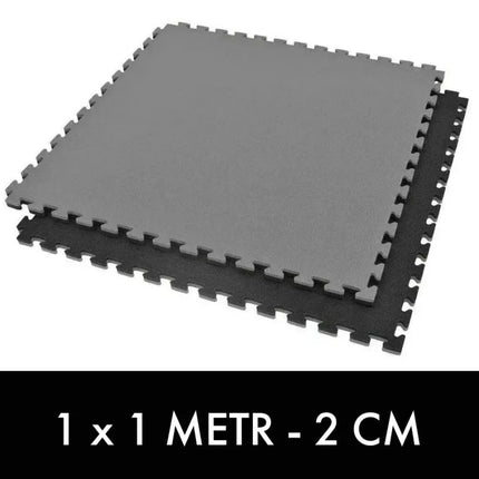Treniruočių kilimėlis su saugos sertifikatu - Dėlionės tipo 1x1m - Juodas - Pilkas 2 cm