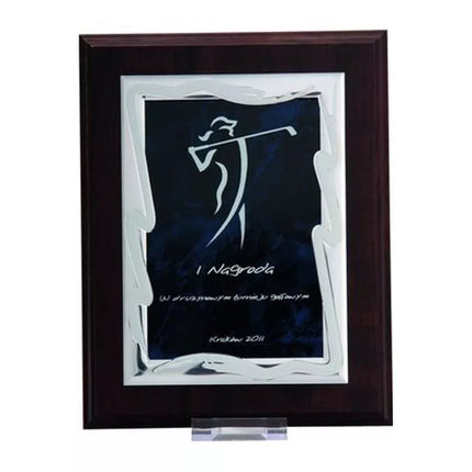 Plastic diploma with an engraved metal plate