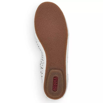 Rieker W RKR649 patogūs odiniai atvirų pėdų (perforuoti) bateliai, balti