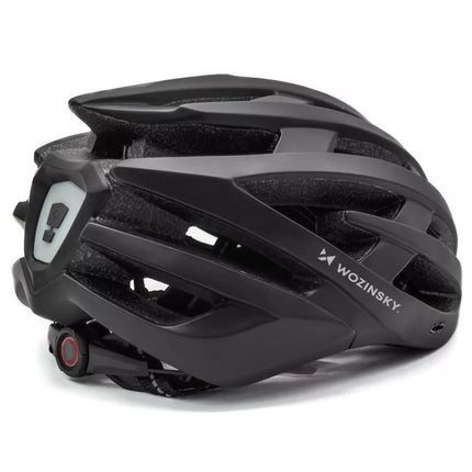 Wozinsky MTB dviratininko šalmas su nuimamu vizoriu ir galiniu USB žibintu L - Juodas