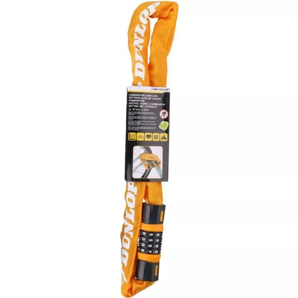 DUNLOP BICYCLE LOCK, CHAIN, COMBINATION, 90 CM, ORANGE