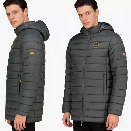 Geographical Norway men's jacket AMIGOMAP LONG HOOD DB DGREY MEN 233 DARK GRAY (WZ5086H/GN-GRIS FONCÉ)