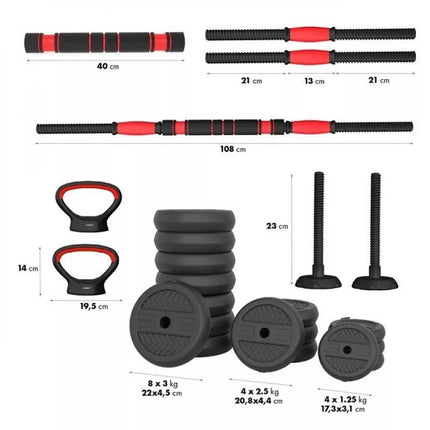 HMS SGN140 6-in-1 weight set (barbell, dumbbells and kettlebell) 40kg