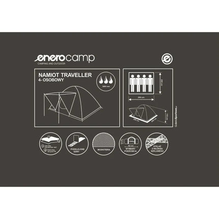4-PERSON TRAVELLER TENT 200X200X115CM ENERO CAMP