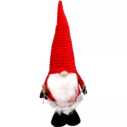 DECORATIVE SANTA CLAUS WITH SILVER STARS ON TELESCOPIC LEGS 50-70CM RED