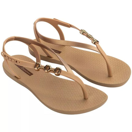 Ipanema Sandal Class moteriškos šlepetės-sandalai smėlio spalvos su auksine detalėmis