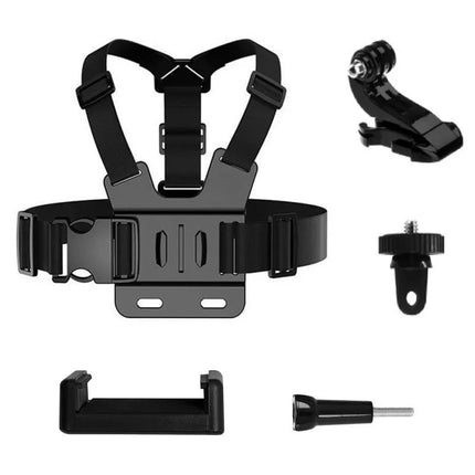 GoPro krūtinės dirželis 5in1 priedų rinkinys skirtas GoPro, DJI, Insta360, SJCam, Eken sporto kameroms (GoPro 5in1 krūtinės dirželis)