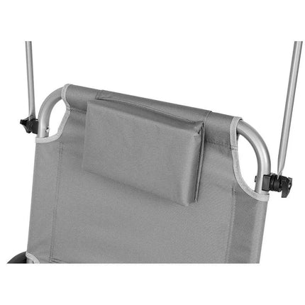FOLDABLE BEACH CHAIR WITH CANOPY ON WHEELS 116x62x62-90CM GRAY