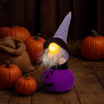 DECORATIVE PUMPKIN FIGURE 25CM LED HALLOWEEN PURPLE PURPLE