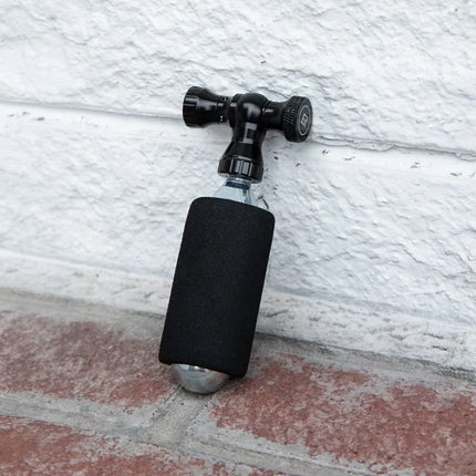 Rockbros CO₂ pump, aluminum alloy valve head, cartridge-free, Presta/Schrader compatible - black