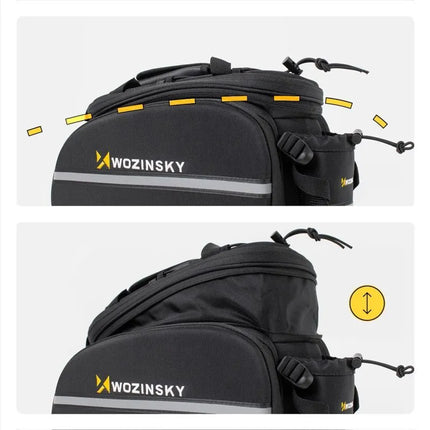 Wozinsky large bike rack bag 35l + rain cover black (WBB19BK)