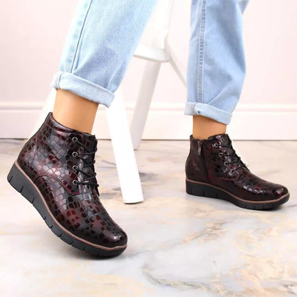 Filippo W PAW376B bordo spalvos su pašiltinimu odiniai aulinukai ant platformos