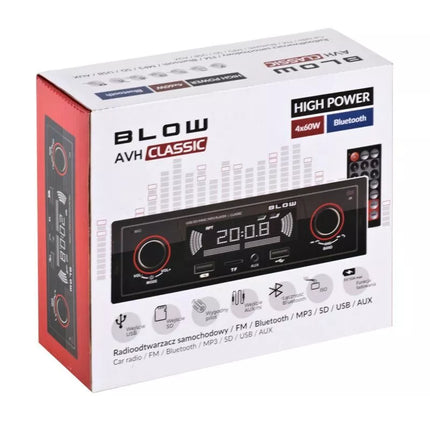 Automobilinė magnetola BLOW CLASSIC 78-287# (Bluetooth, USB + AUX + SD kortelės)