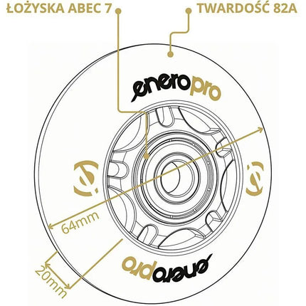 ENERO PRO PU riedučio ratukai 64 mm 4 vnt. su ABEC 7 LED guoliais