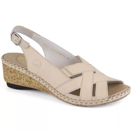Rieker W RKR682 comfortable leather sandals beige