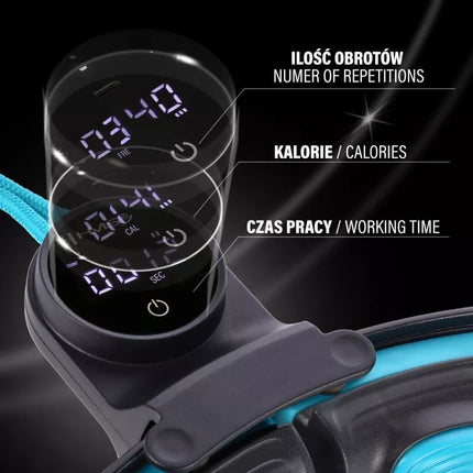 HHM17 HULA HOP BLACK/TURQUOISE WITH MAGNETS AND WEIGHT + HMS COUNTER