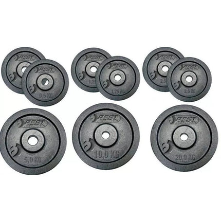 BLACK CAST IRON WEIGHT 2x1.25 KG BEST SPORTING diameter 30mm