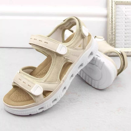 Rieker W RKR691 patogūs velcro sandalai smėlio spalvos
