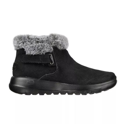 Skechers ON-THE-GO JOY FIRST GLANCE Women's Winter Boots in Suede Leather with Fur, Black (144041-BKGY)