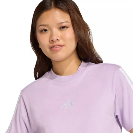 adidas Essentials Medvilniniai 3 Dryžu Moteriški Marškinėliai Šviesiai Violetiniai JV7362