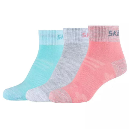 Skechers 3 poros Moteriškos tinklinės ventiliacinės pusilgiaujės kojinės SK42022-3060, įvairiaspalvės, 31-34 dydis