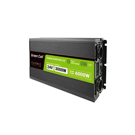 GREEN CELL LCD keitiklis 24V/230V 3000W/6000W gryno sinusoidės bangos INVGC24P3000LCD